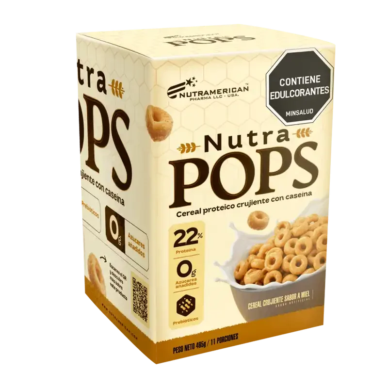 Nutra Pops Cereal Proteico Miel 495g - Nutramerican Pharma