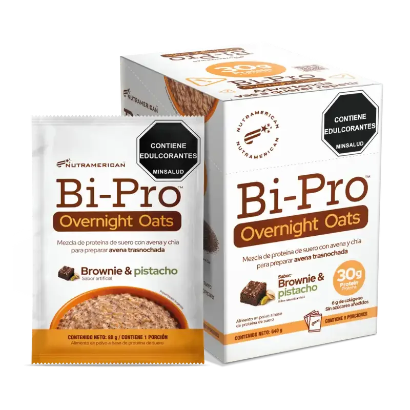 Bi-Pro Overnight Oats Brownie & Pistacho 640g - Nutramerican Pharma